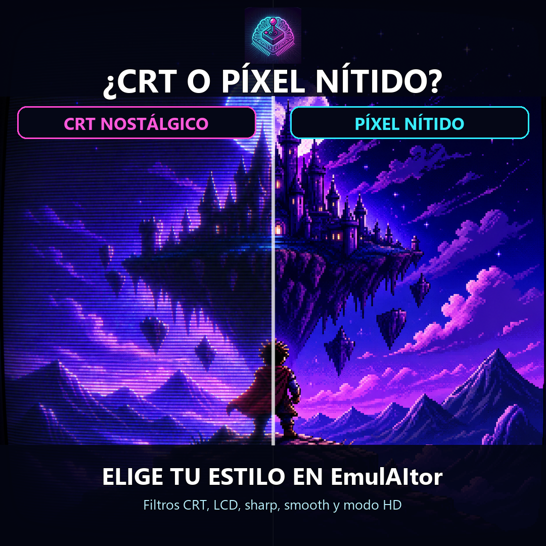 Comparativa entre estilo CRT y píxel nítido